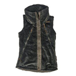 Kuhl Flight Vest Furry Fuzzy Black Full Zip Women's Size Small Packable Hood